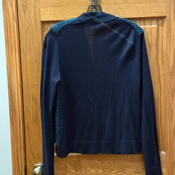 Tory Burch Cardigan Sweater Jacket in Tory Navy/Conifer Green, XL - Picture 2 of 4